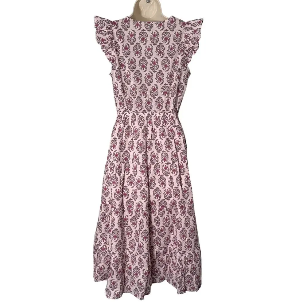 NWT J. Crew‎ Ruffle Sleeve Floral Print Cottagecore Midi Dress Size 2